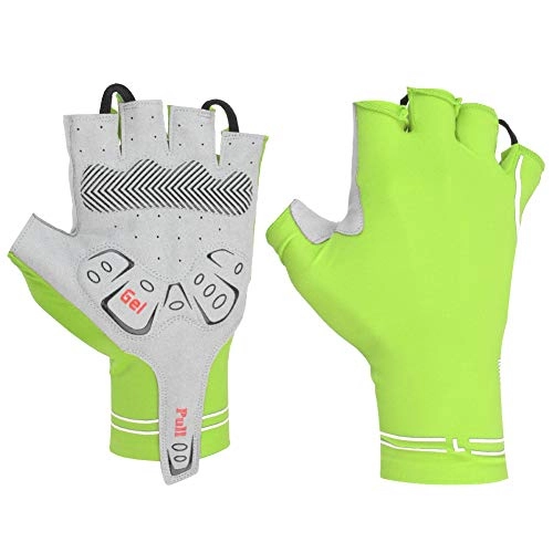 Mountain Bike Gloves : SolUptanisu Half Finger Cycling Gloves, Road Bike Bicycle Gloves Anti-Slip Breathable Unisex High Elasticity Riding Gloves for Men Women(M-Green)