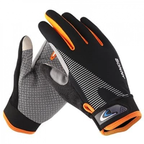 Mountain Bike Gloves : SXRDZ Cycling Gloves Full Finger Mountain Bike Gloves for Men Women Breathable Touchscreen MTB Road Biking Gloves for Camping Cycling Running (Color : Orange)