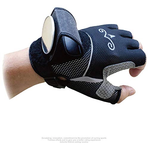 Mountain Bike Gloves : T ECH Cycling Gloves, Bicycle Rear-View Mirror Gloves, Mirror Half-Finger Gloves with Mirrors, Non-Slip Breathable Cycling for Weight Lifting, Cross Training, Cycling