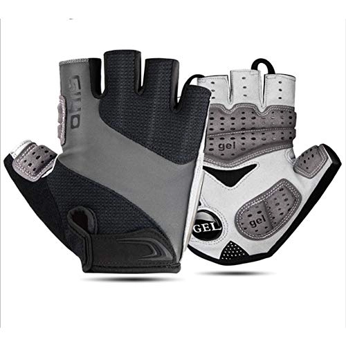 Mountain Bike Gloves : T ECH Cycling Gloves, Bicycling Half-Finger Gloves, Mountain Bike, Spinning, Outdoor Sports Equipment for Weight Lifting, Cross Training, Cycling, Black, L