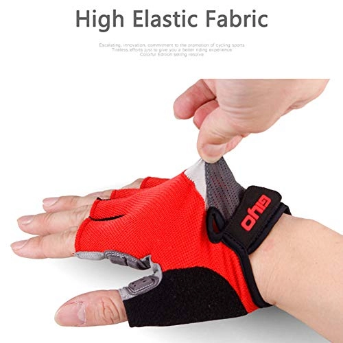 Mountain Bike Gloves : T ECH Cycling Gloves, Bicycling Half-Finger Gloves, Mountain Bike, Sports Bike, Shock Absorption, Outdoor Sports Equipment, Red, S