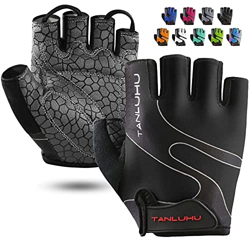 Mountain Bike Gloves : Tanluhu Cycling Gloves Bike Gloves Biking Gloves Half Finger Bicycle Gloves - Anti-Slip Shock-Absorbing Padded Breathable Road Mountain Bike Glove for Men Women