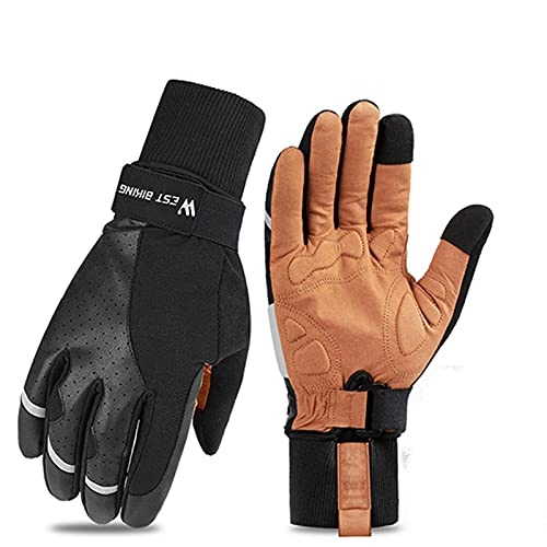 Mountain Bike Gloves : UKKO Cycling gloves Cycling Gloves Mtb Half Finger Gloves Men Women Non-Slip Sports Gloves-Winter Thicken, Xl