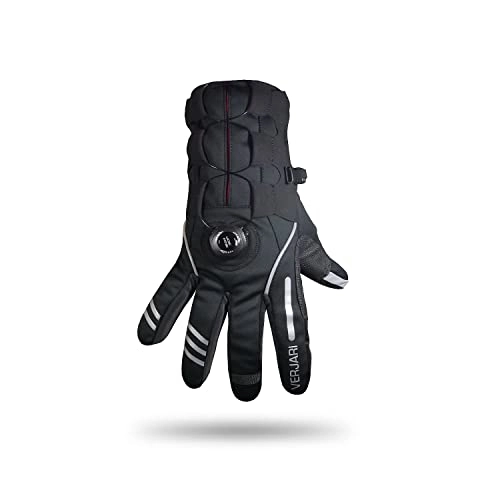 Mountain Bike Gloves : VER JARI Polargo Verjari Warm Central Clamping System Outdoor Mountain Bike Ski Trekking Glove (Black, XL)