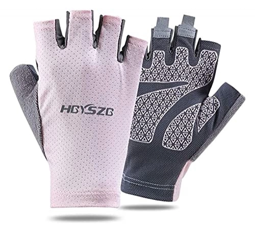 Mountain Bike Gloves : Wzqwzj Gloves Cycling Gloves Mountain Bike Gloves Anti-slip Breathable Gym Gloves Half-finger Sports Gloves for Men Women outdoor gloves (Color : Pink, Size : M)