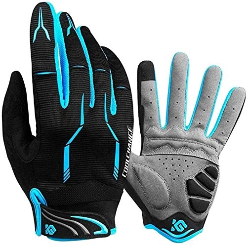 Mountain Bike Gloves : XINGDONG Cycling Gloves Mountain Bike Gloves Electric Bike Long Finger Gloves Touch Screen Shock Absorption Men And Women Cycling Equipment durable (Color : Blue, Size : Medium)