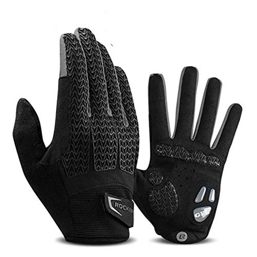 Mountain Bike Gloves : Yaunli Mountain bike gloves Unisex Full Finger Gloves Breathable Gel Pad Shock Cycling Gloves Bike Bicycle Full finger gloves (Color : Gray, Size : M)