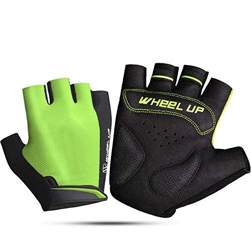 Mountain Bike Gloves : YCWY Bicycle Gloves, Lightweight Half-Finger Road Racing Bicycle Gloves Shock-Absorbing Breathable Gloves for Men / Women, Green, XL