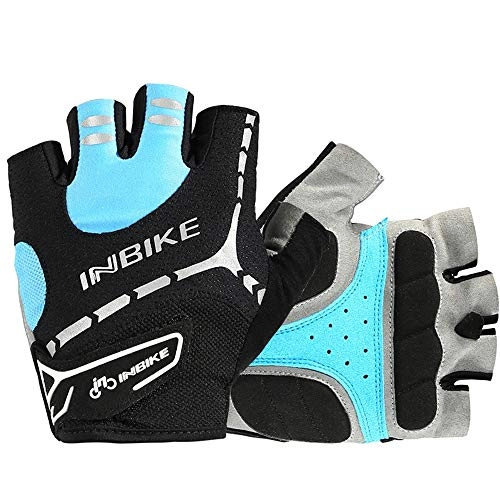 Mountain Bike Gloves : YCWY Cycling Gloves, Half-Finger Road Racing Bicycle Gloves Shock-Absorbing Gloves for Men / Women, Blue, XL