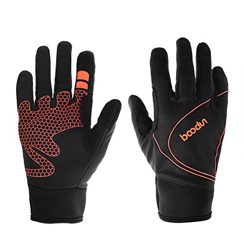 Mountain Bike Gloves : YCWY Cycling Gloves, Mountain Bike Gloves Touch Recognition Anti-Slip Breathable Full Finger Gloves Men / Women, Orange, S