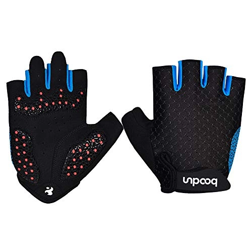 Mountain Bike Gloves : YCWY Cycling Gloves, Road Racing Bicycle Gloves Mountain Bike Gloves Shock-Absorbing Breathable Half-Finger Gloves Men / Women, Blue, M