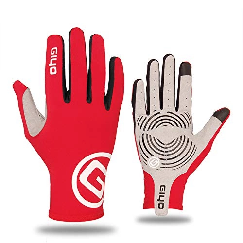 Mountain Bike Gloves : YCWY Riding Gloves, Road Racing Bicycle Mountain Bike Gloves Shock-Absorbing Breathable Full Finger Gloves for Men / Women, Red, XXL