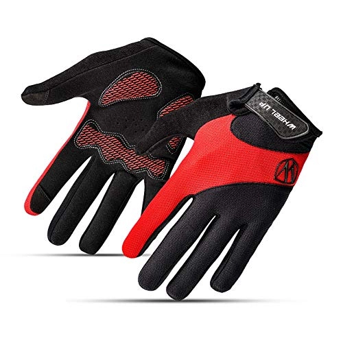 Mountain Bike Gloves : YCWY Sport gloves, Full Finger Touch Recognition Mountain Bike GlovesRoad Racing Bicycle Gloves Shock-Absorbing for Men / Women, Red, M