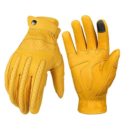 Mountain Bike Gloves : YQHWLKJ Cycling Gloves Motorcycle Mountain Bike Racing Equipment Full Finger Touch Screen Breathable Gloves-Yellow, L