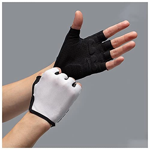 Mountain Bike Gloves : YYOBK Shtao Mens Women's Summer Sports Shockproof Sports Gloves MTB Bike Bicycle Glove, Cycling Gloves Half Finger (Color : White, Size : L)