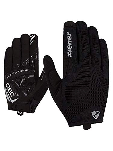 Mountain Bike Gloves : Ziener Unisex_Adult CAIOLO, Mountain Biking, Cycling Gloves, Long Fingers, with Touch Function, Breathable, Cushioning, Non-Slip, Black, 7 (EU)