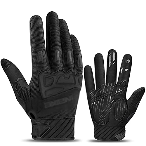 Mountain Bike Gloves : ZJH Cycling Gloves 1 Pair Bike Bicycle Gloves Finger Touchscreen Men Women MTB Gloves Breathable Summer Warm Winter Mittens Cycling Gloves Outdoor Bike Gloves (Color : Black, Size : X-Large)