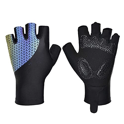 Mountain Bike Gloves : ZLQBHJ Non-Slip Driving Gloves Breathable Sunblock Fingerless Gloves, Half Finger Shockproof High Elastic Breathable Ultra-thin Gloves for MTB Road Bicycle (Size : L)