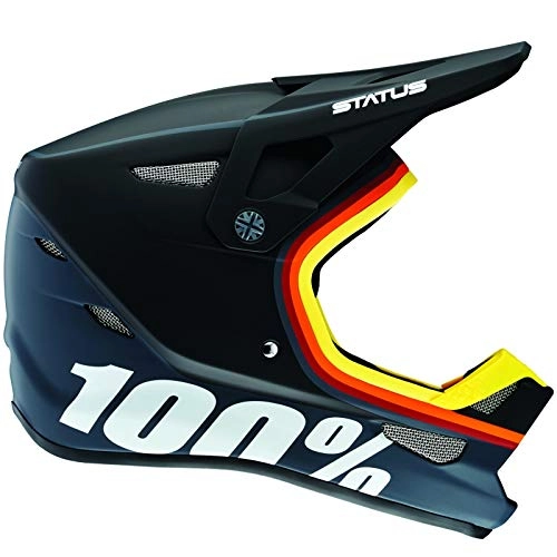 Mountain Bike Helmet : 100% Prozent Status DH BMX MTB Fullface Helm Downhill Mountain Bike Fahrrad Fiberglas, 80010A, Farbe Kramer - Schwarz Grau, Gre XL