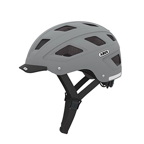 Mountain Bike Helmet : Abus Unisex Adult's Hyban With Led Helmets, Grey (concrete grey), L / 58-63 cm