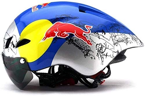 Mountain Bike Helmet : Adjustable size Cycling helmet mountain bike bicycle goggles mountain bike helmet helmet pneumatic cycling bicycle-Red Bull color_One Size Uptodate