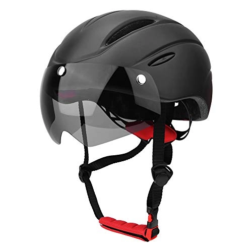 Mountain Bike Helmet : Adjustable Size Road Helmets, Mountain Bike Helmet with Magnetic Visor Accessory Bike Helmet for Women and Men Outdoor Cycling Sport (Black)