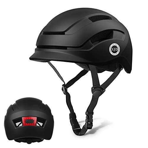 Mountain Bike Helmet : Adult Bike Helmet Cycling Bicycle Helmet USB Rechargeable Light Urban Commuter Lightweight Multi-Sport Helmet CE Certified Adjustable Size for Adult Men Women Black L