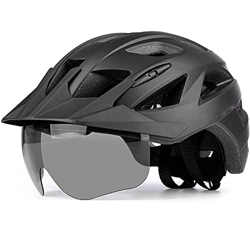 Mountain Bike Helmet : Adult Bike Helmet Cycling Helmets Mountain & Road Bicycle Helmets with USB Rechargeable Rear Light Detachable Magnetic Goggles Unisex Men Women MTB Helmet