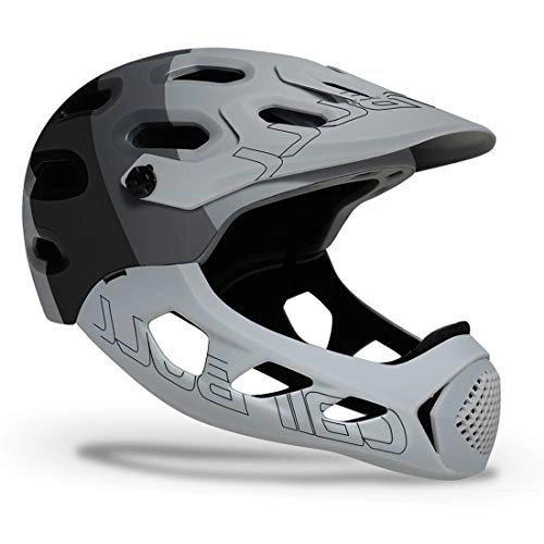Mountain Bike Helmet : Adult Bike Helmet with Visor, Full Face Bicycle Helmets Adjustable Lightweight Safety Helmets for BMX MTB Mountain Road Bike, M / L (56-62Cm), Gray