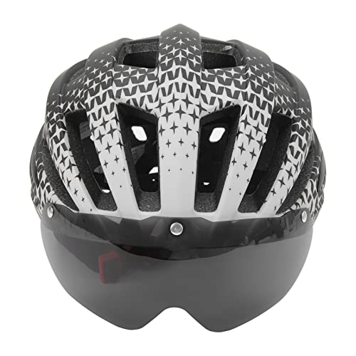 Mountain Bike Helmet : Adult Lightweight Bicycle Helmet with Glasses, Bike Helmet with LED Safety Tail Light, Mountain Cycling Helmet Dial Fit Adjustment Suggested Fit 5661cm for Road Bike Men Women