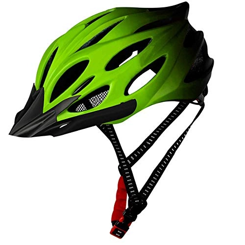 Mountain Bike Helmet : Adult Mountain Bike Helmet with Adjustable LED Light, CPSC / CE Certified Men Women Road Bicycle Adjustable Helmet, Cycling Protective Accessories(One Size), Green