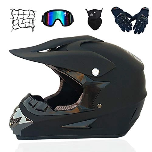 Mountain Bike Helmet : Adult youth downhill helmet gifts goggles mask gloves net pocket BMX MTB ATV bike race full face integral helmet, C, M
