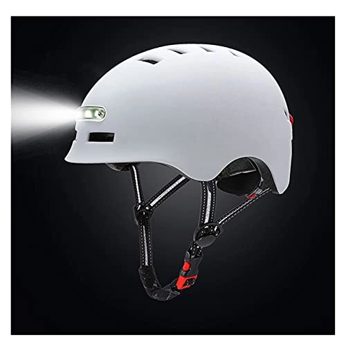 Mountain Bike Helmet : AiKoch NEW Lamp Cycling Smart Tail Light Bike Adult Helmet Electric Bicycle MTB Road Scooter For Sport Urban Helmet Men Women (Color : White, Size : S 48-53cm)