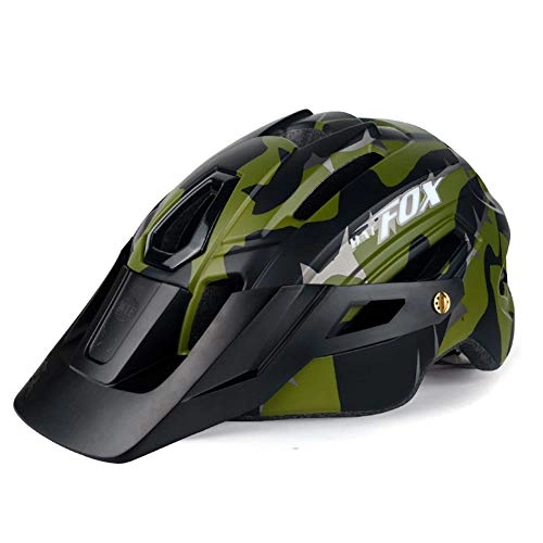 Mountain Bike Helmet : AKDSteel Bicycle Helmet Mountain Bike Integrated Riding Safety Helmet With Warning Light olive Green free size, Outdoor Supply for Sports