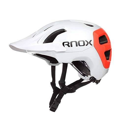 Mountain Bike Helmet : AKDSteel Cycling Mtb Helmet Triathlon Helmet Adult OFF-ROAD Mountain Downhill Bike Big Brim Bicycle Equipment White orange L size (55-61cm) Practical for Outdoor Sports