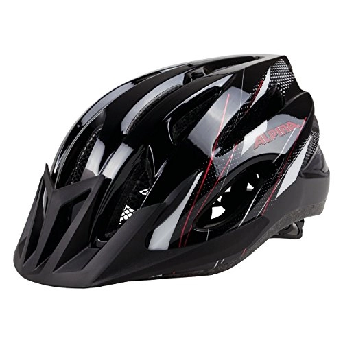 Mountain Bike Helmet : ALPINA 17Mountain Bike Helmet, Unisex, MTB 17, Black-White-Red, 54-58 cm