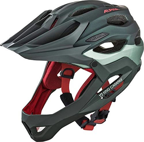 Mountain Bike Helmet : ALPINA Unisex's KING CARAPAX Bicycle Helmet, seamoss, 52-57 cm