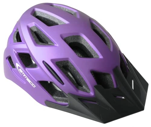 Mountain Bike Helmet : Ammaco. Adults Cycling Mens Womens Mountain Bike Road Bike Commuter Helmet & Rear 3 'V' LED Light Purple (55-58cm)