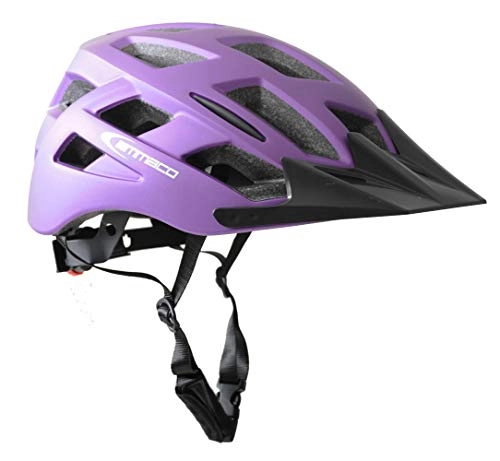 Mountain Bike Helmet : Ammaco. Adults Cycling Mens Womens Mountain Bike Road Bike Commuter Helmet & Rear 3 'V' LED Light Purple (58-61cm)