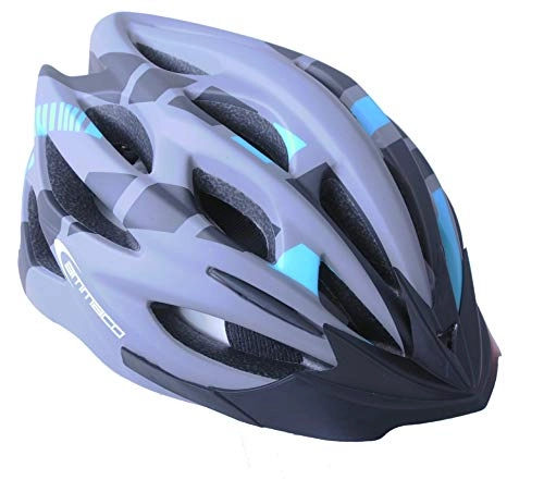 Mountain Bike Helmet : Ammaco Road Mountain Bike Bicycle Sports Adjustable Mens With Safety LED Light Helmet 55-58cm Grey Blue