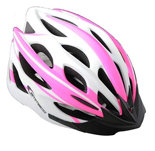 Mountain Bike Helmet : Ammaco Road Mountain Bike Bicycle Sports Adjustable Womens With Safety LED Light Helmet 58-61cm Pink White