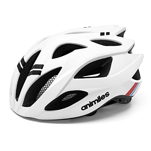 Mountain Bike Helmet : ANIMILES Bike Helmets for Adult Men Women Lightweight Bicycle Helmet Mountain Road Cycling Helmet Adjustable Size 21 to 24 Inches (White)