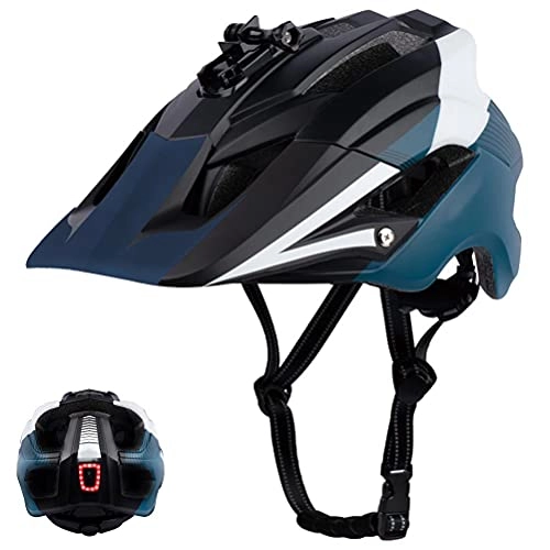 Mountain Bike Helmet : ARTOCT Mountain Bike Helmet for Adults, Lightweight Bicycle Helmet MTB Helmet with Safety Taillight Cycling Helmet with Camera Mount and Detachable Visor for Men Women