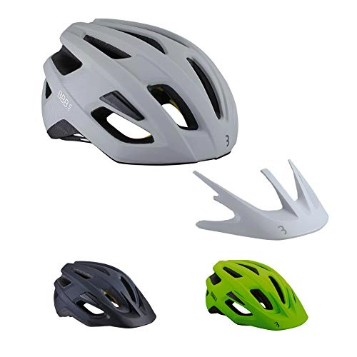 Mountain Bike Helmet : BBB Cycling Bike Dune BHE-22B Cycling Road and Mountain Helmet MIPS Safety Protection Lightweight Detachable Visor CE Certified Mens Womens Size L (58-61cm), Matt Off White / Grey