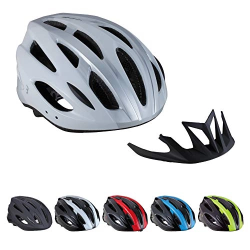 Mountain Bike Helmet : BBB Cycling Bike Helmet Condor | Men and Women | Removable Visor and Insectnet | MTB and Road Cycling | BHE-35 White / Silver M (54-58 cm)