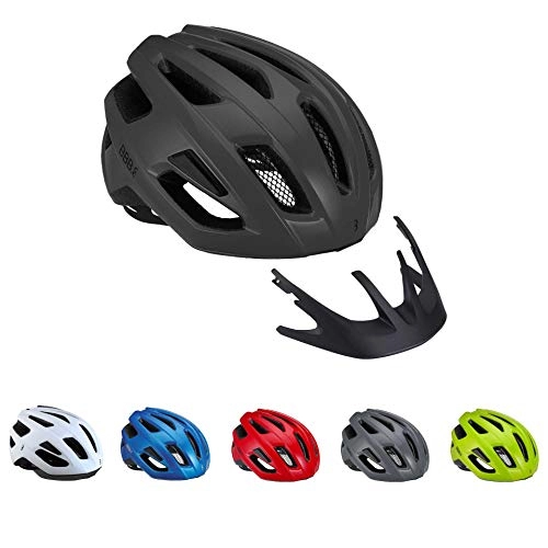 Mountain Bike Helmet : BBB Cycling Bike Kite 2.0 BHE-29B Cycling Road and Mountain Helmet Safety Protection with Insect Nets Lightweight Detachable Visor CE Certified Mens Womens Size L (58-61cm) Matt Black