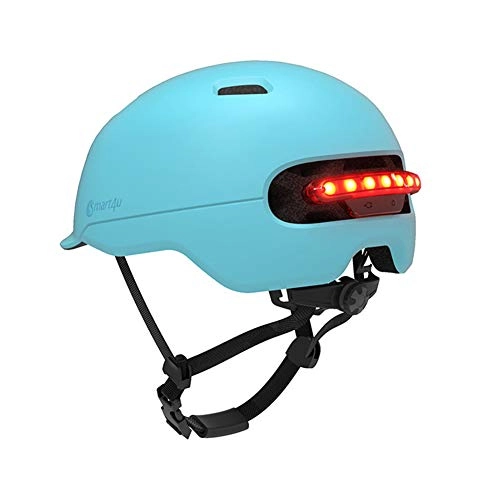 Mountain Bike Helmet : BBYaki Cycling Helmet Intelligent Back LED Light EPS Adjustable Breathable Ventilation IPX4 Motorcycle Mountain Road Scooter For Men Women, Blue, M