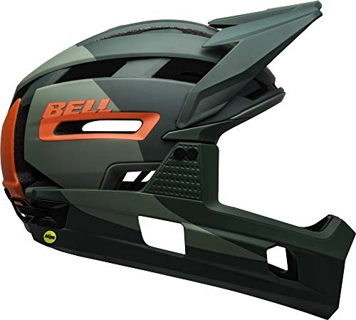 Mountain Bike Helmet : BELL Men's Super Air R Mips Mountain Bike Helmet, Matte / Gloss Green / Infrared, L | 58-62cm