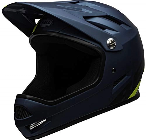 Mountain Bike Helmet : BELL Unisex – Adult's Sanction Mountain Bike Helmet, Matte Blue / hi-viz, L (57-59cm)