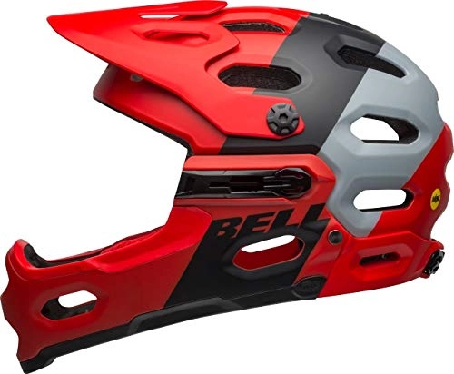 Mountain Bike Helmet : Bell Unisex - Adult SUPER 3R MIPS Cycling Helmet Downdraft Mat Crimson / Black, M